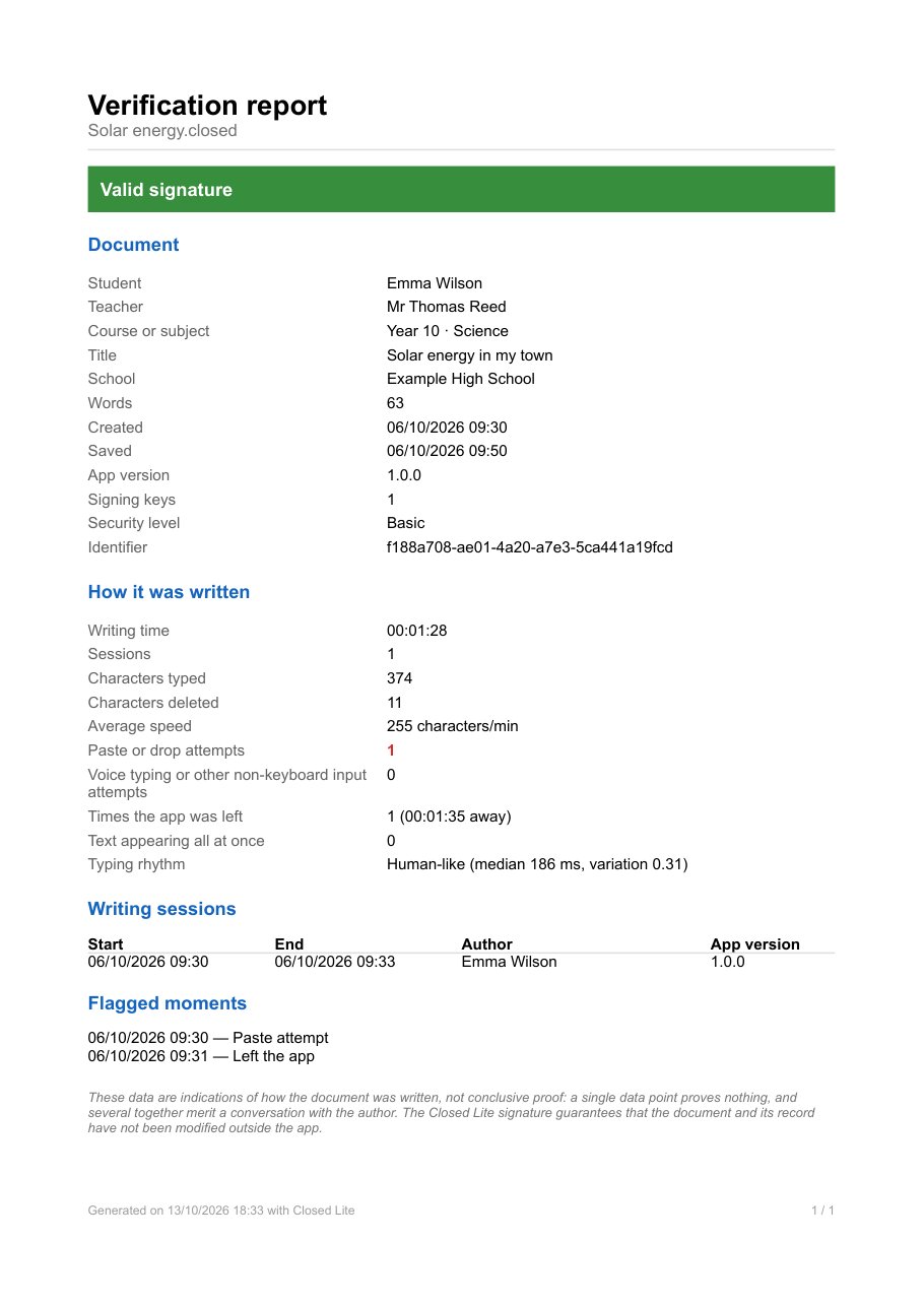 Verification report